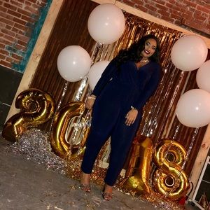 Navy Blue Stretch Jumpsuit